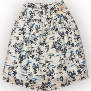 NWT Nanette Lepore Coastal Print Button Front Midi Skirt Size XL